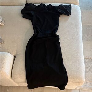 Elegant Black Bodycon Ruffle Sleeve Dress